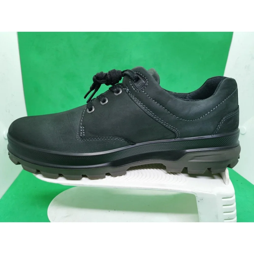Ecco Hydromax Rugged Track Waterproof Low Shoes Black Leather Mens Siz 42 /8-8.5